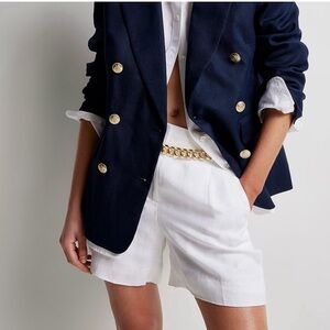 J Crew High Rise pleated Suit shirt in Linen Chelsea Cupro blend